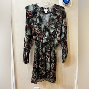 Johanna Ortiz And Collab With H&M Green Hawaiian Lua Themed Dress Size Small